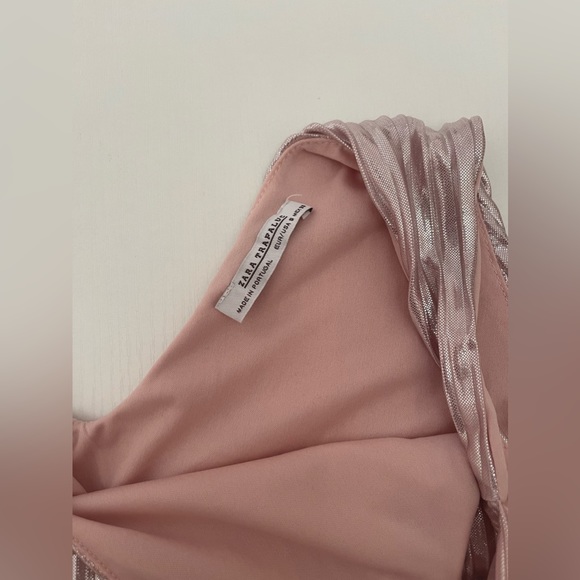 Zara Metallic Pink Pleated Top - Picture 4 of 11